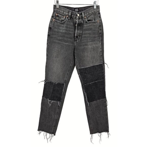 BDG Slim Straight Jeans Sz 26 2 High Rise Button Fly Patchwork Frayed Distressed - Picture 1 of 15